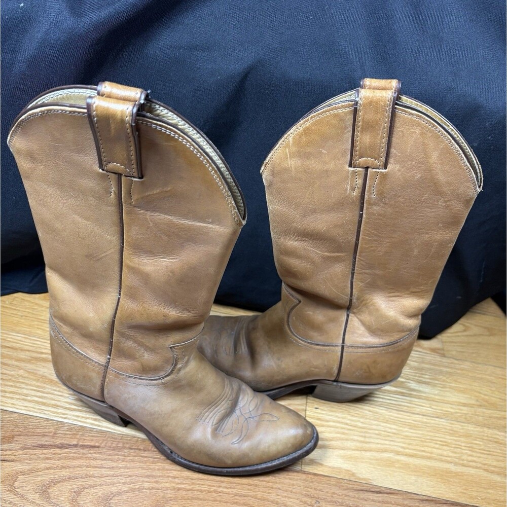 Justin USA Made Mens Size 7.5 D Traditional Leather Western Cowboy Boots 1106